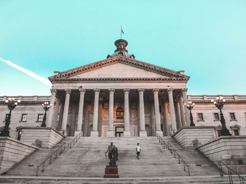 South Carolina State House in Columbia with its tall columns and wide front steps
